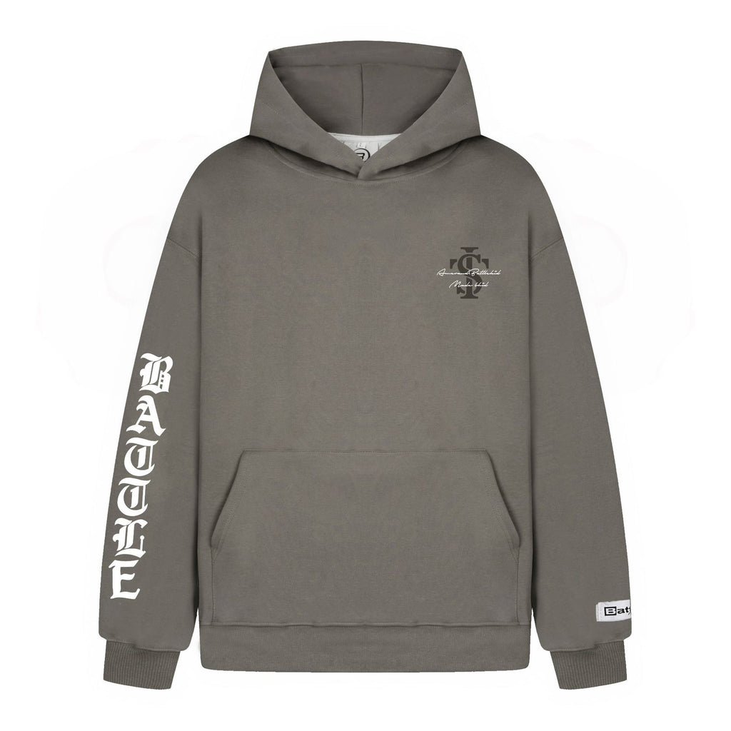 Gothic Letter Embossed Heavyweight Oversized Pullover Hoodie