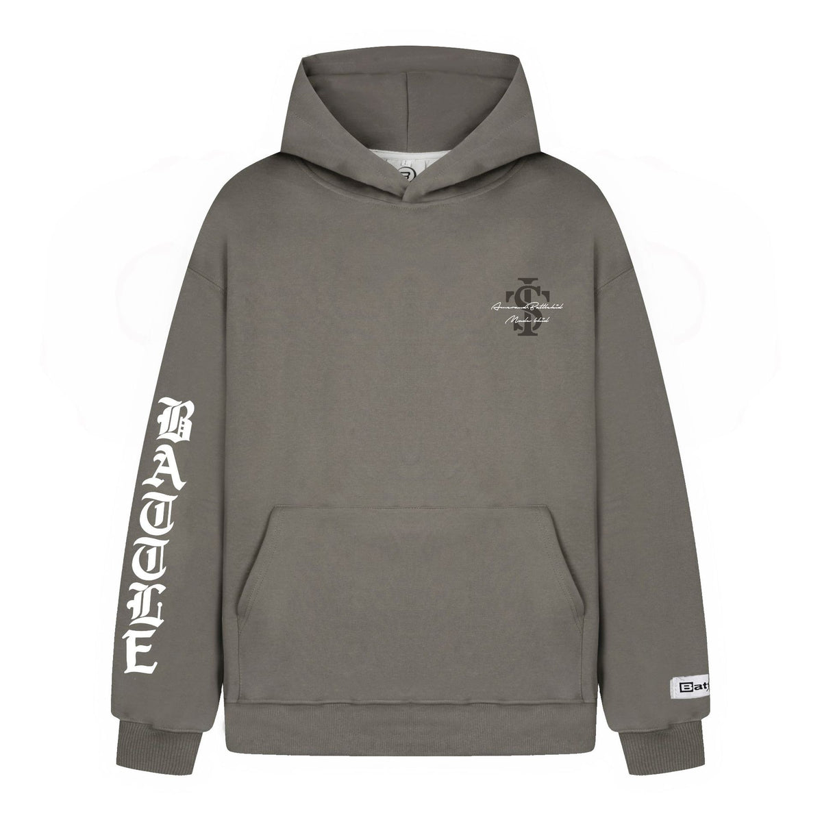 Gothic Letter Embossed Heavyweight Oversized Pullover Hoodie