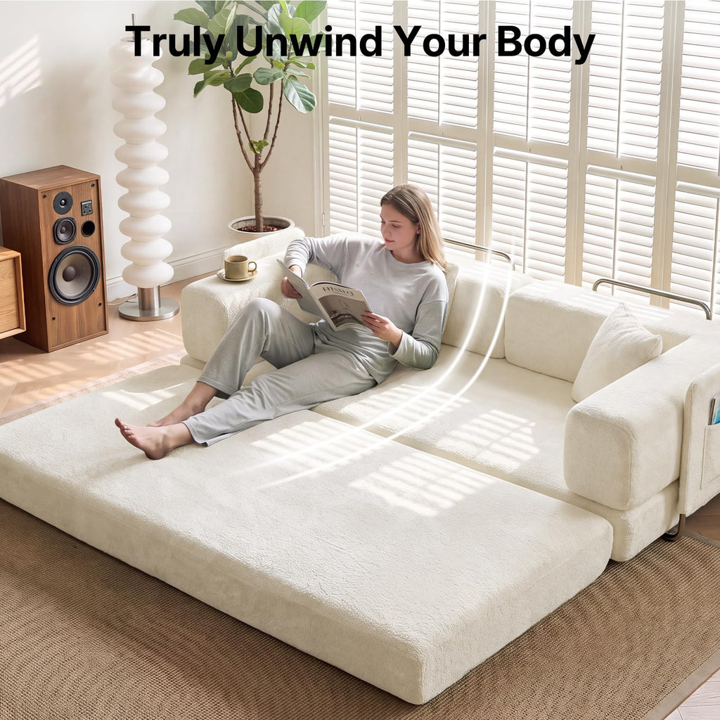 78.8" Convertible Futon Sofa Bed, Boneless Couch for Living Room