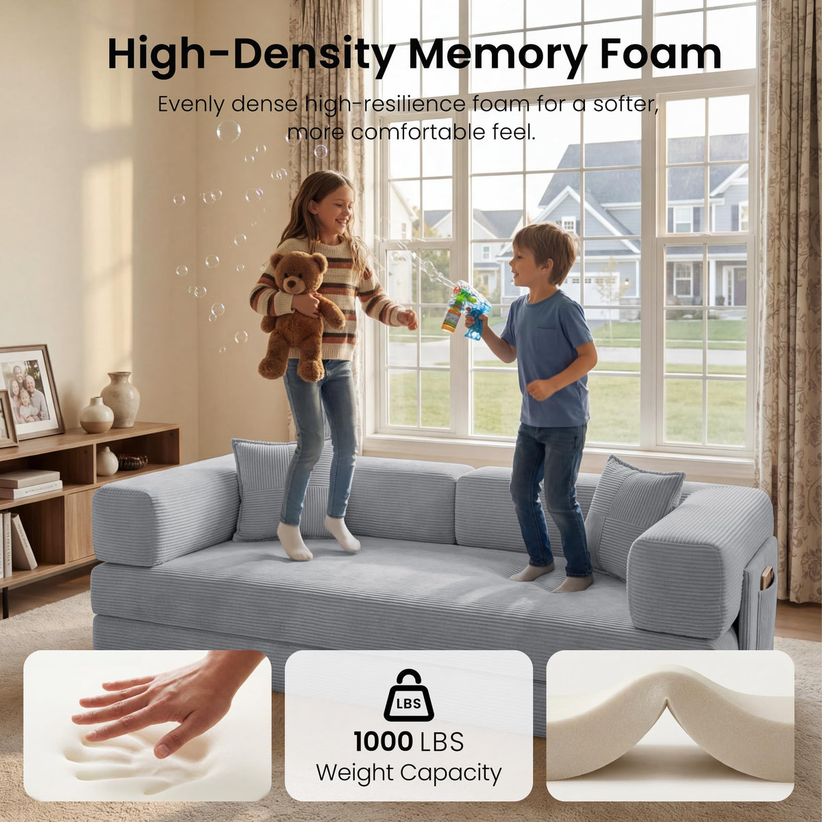 78.8" Convertible Futon Sofa Bed, Boneless Couch for Living Room