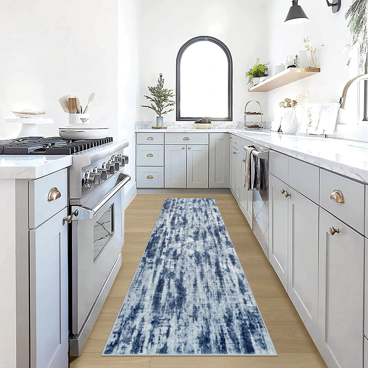 5x7 Area Rugs for Living Room: Washable Abstract Black Grey Gold Carpet