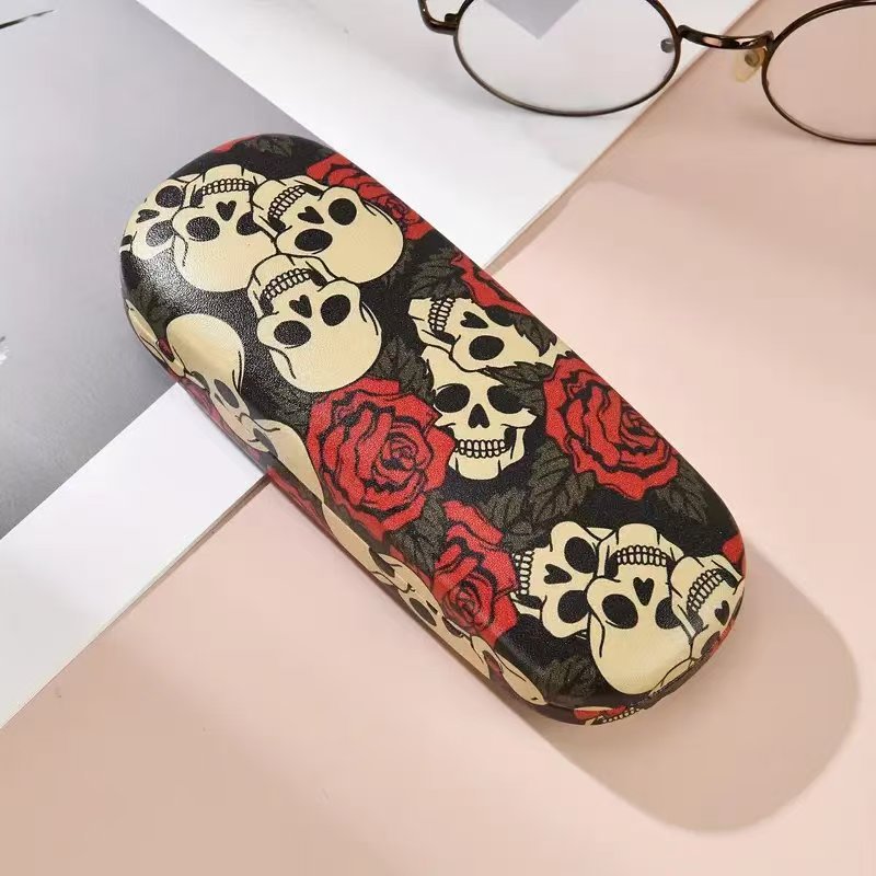 Premium Anti-Crush Eyeglass Case with Mexican Skull  Rose Pattern | Hard Protective Cover for Sunglasses  Prescription Glasses