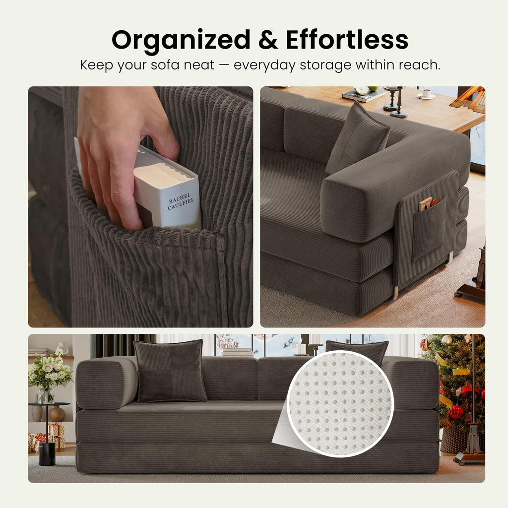 78.8" Convertible Futon Sofa Bed, Boneless Couch for Living Room