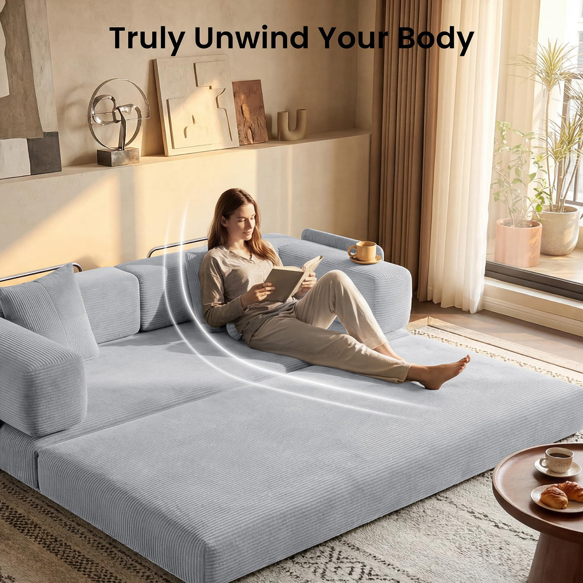 78.8" Convertible Futon Sofa Bed, Boneless Couch for Living Room