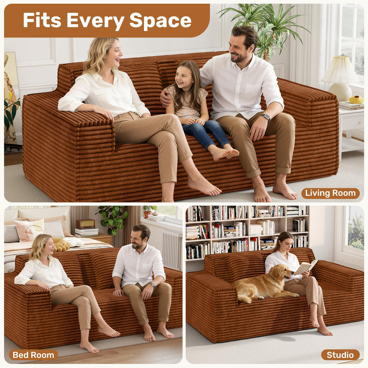 Luxanimarion 75'' Modern Loveseat Sofa, No Assembly Required Comfy Deep Seat Couches 1 pcs for Living Room, Bedroom, Apartment