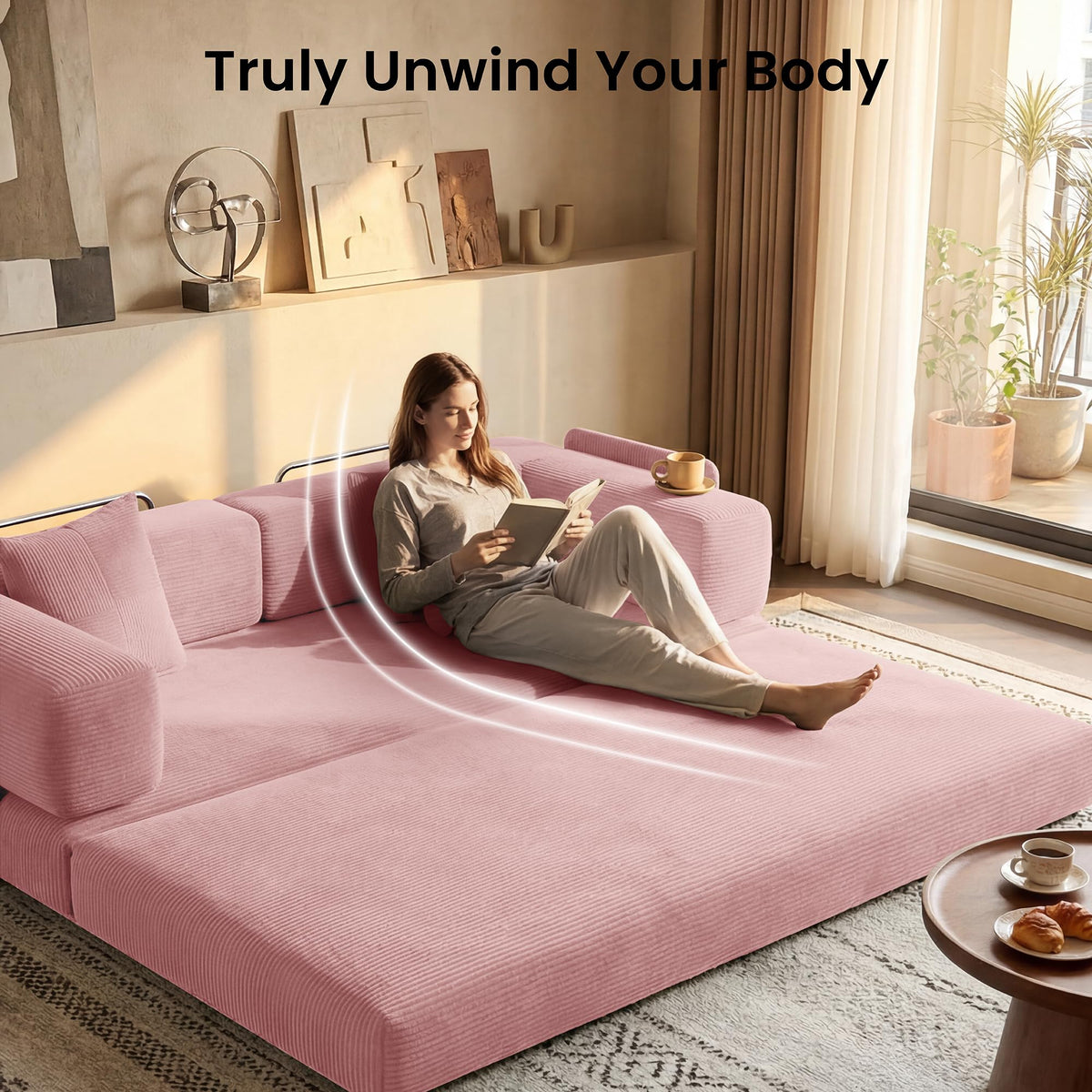 78.8" Convertible Futon Sofa Bed, Boneless Couch for Living Room