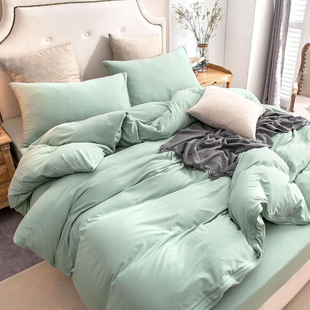 PURE ERA Jersey Knit Duvet Cover Set Heather Charcoal Grey Queen