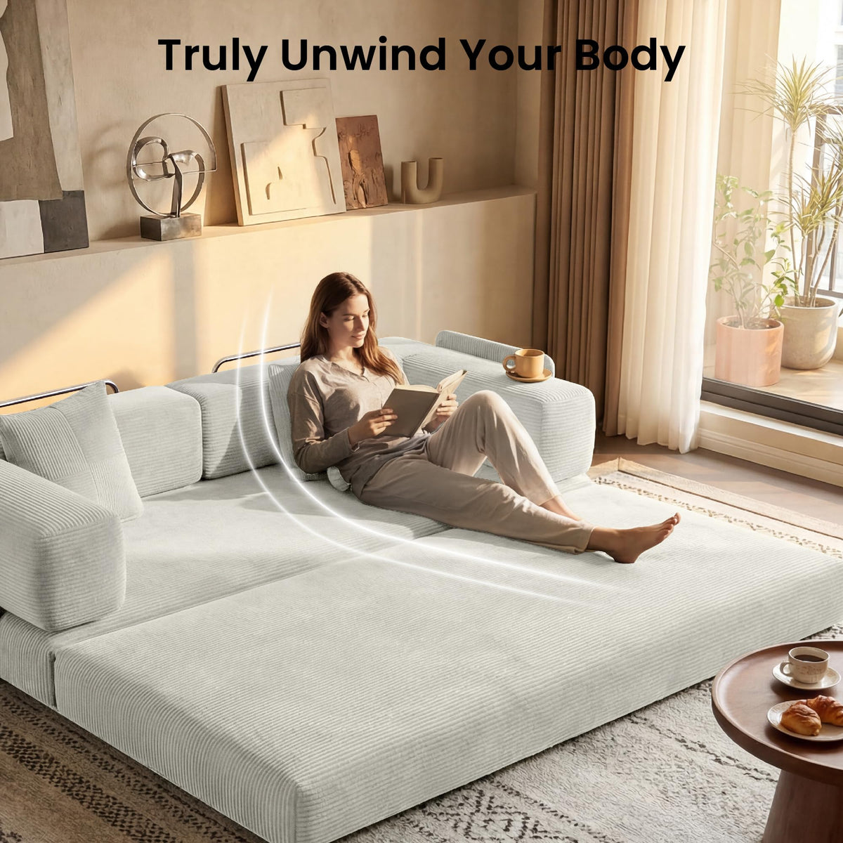 78.8" Convertible Futon Sofa Bed, Boneless Couch for Living Room