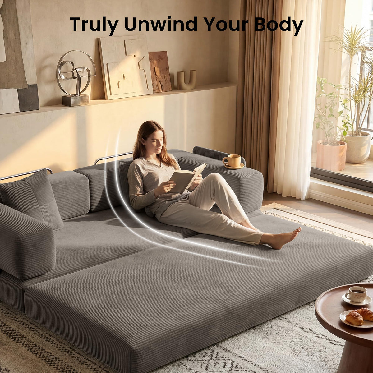 78.8" Convertible Futon Sofa Bed, Boneless Couch for Living Room