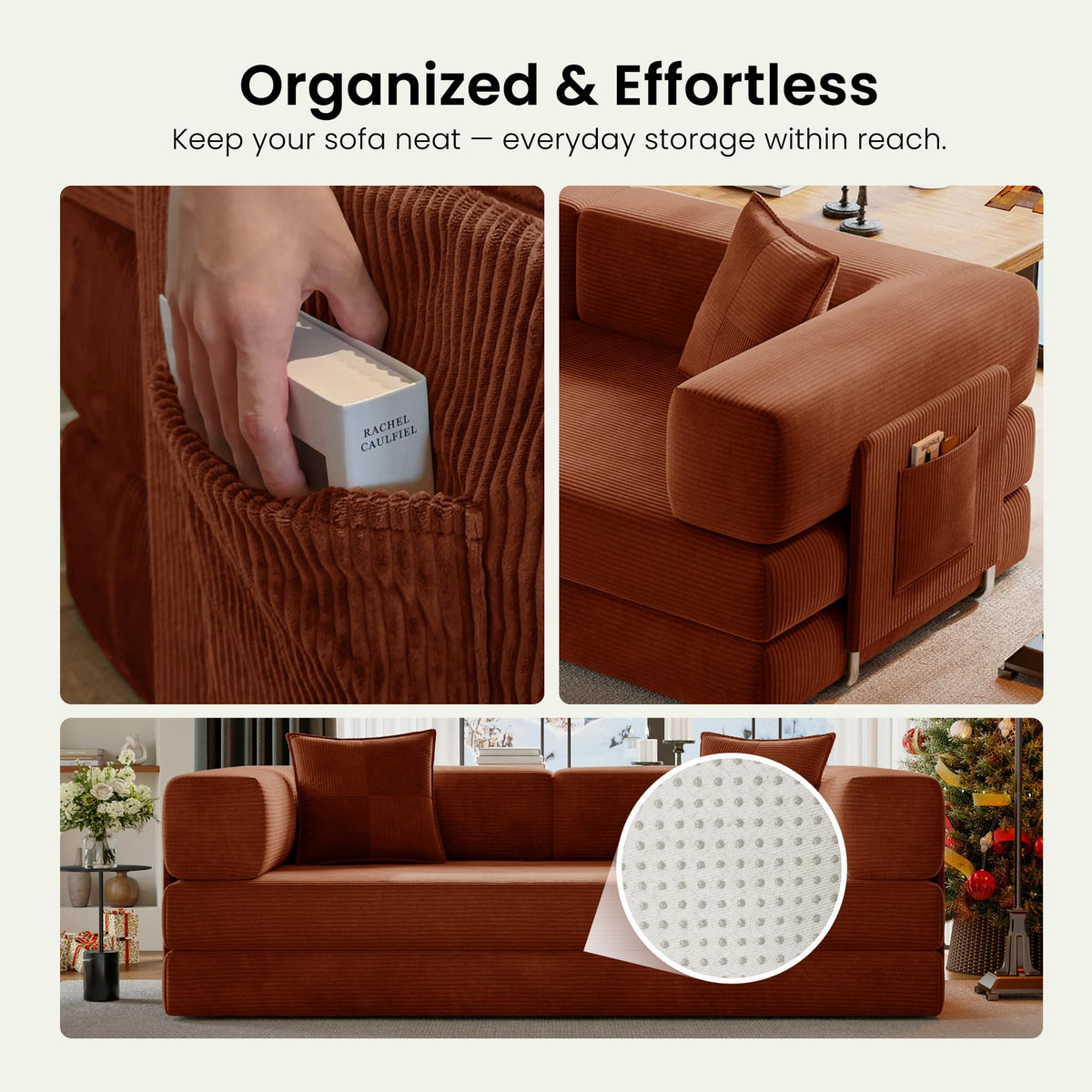 78.8" Convertible Futon Sofa Bed, Boneless Couch for Living Room