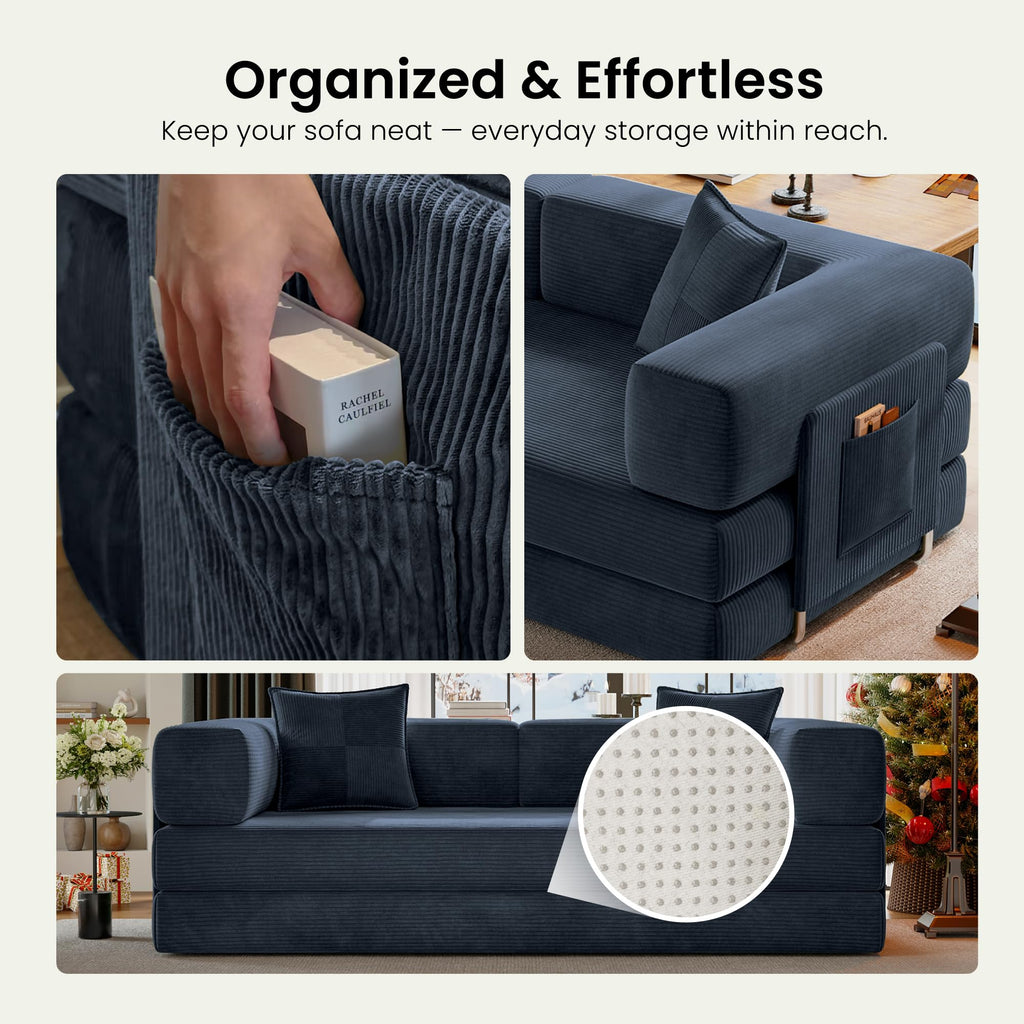 78.8" Convertible Futon Sofa Bed, Boneless Couch for Living Room