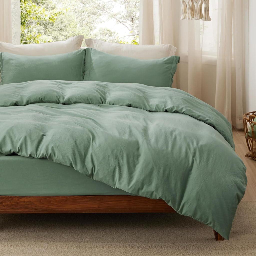 Bedsure Prewashed Duvet Cover Queen, Bedding Set with Zipper Closure, White