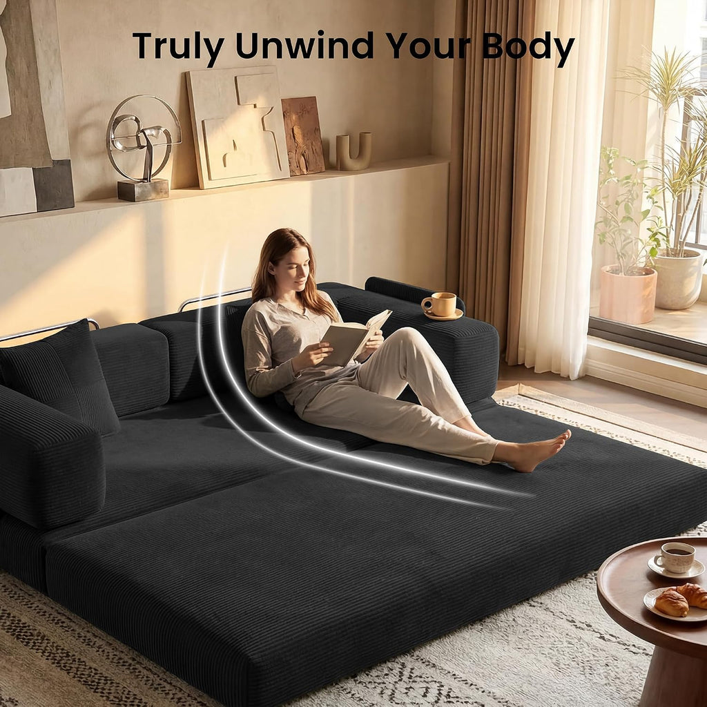 78.8" Convertible Futon Sofa Bed, Boneless Couch for Living Room