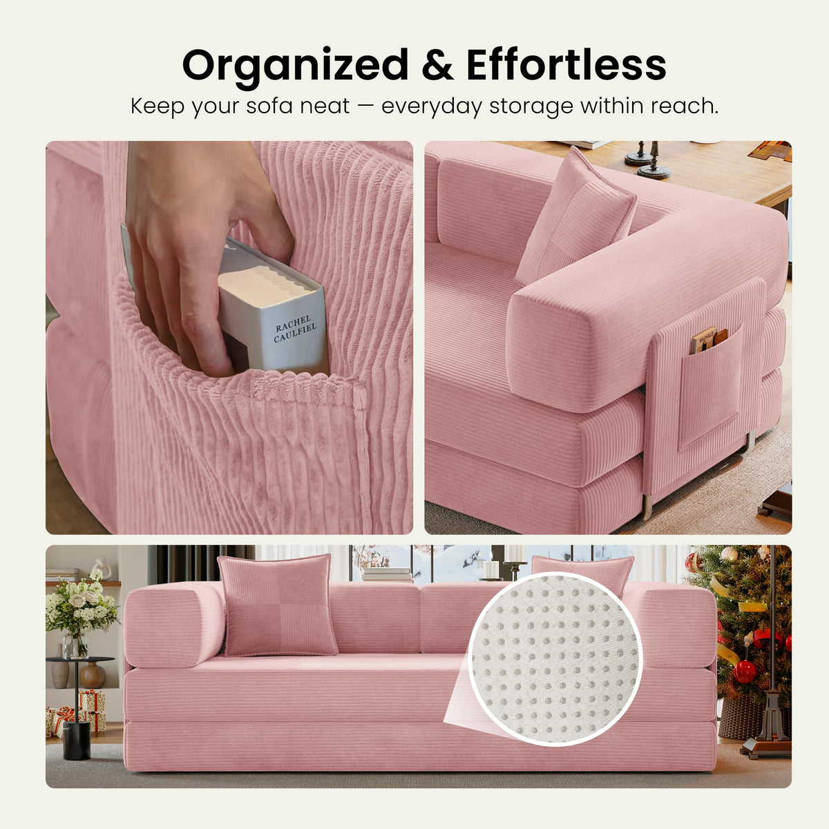 78.8" Convertible Futon Sofa Bed, Boneless Couch for Living Room