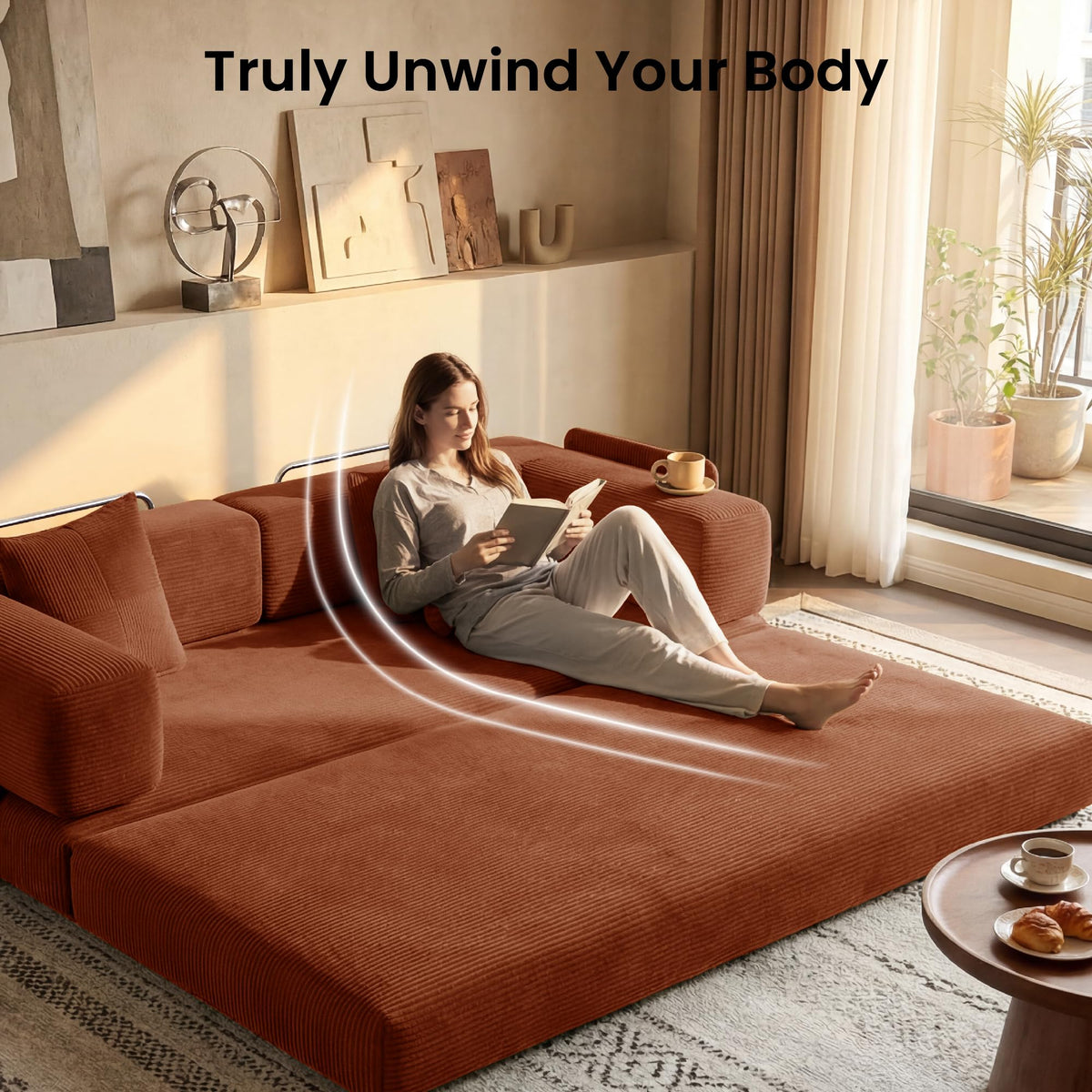 78.8" Convertible Futon Sofa Bed, Boneless Couch for Living Room