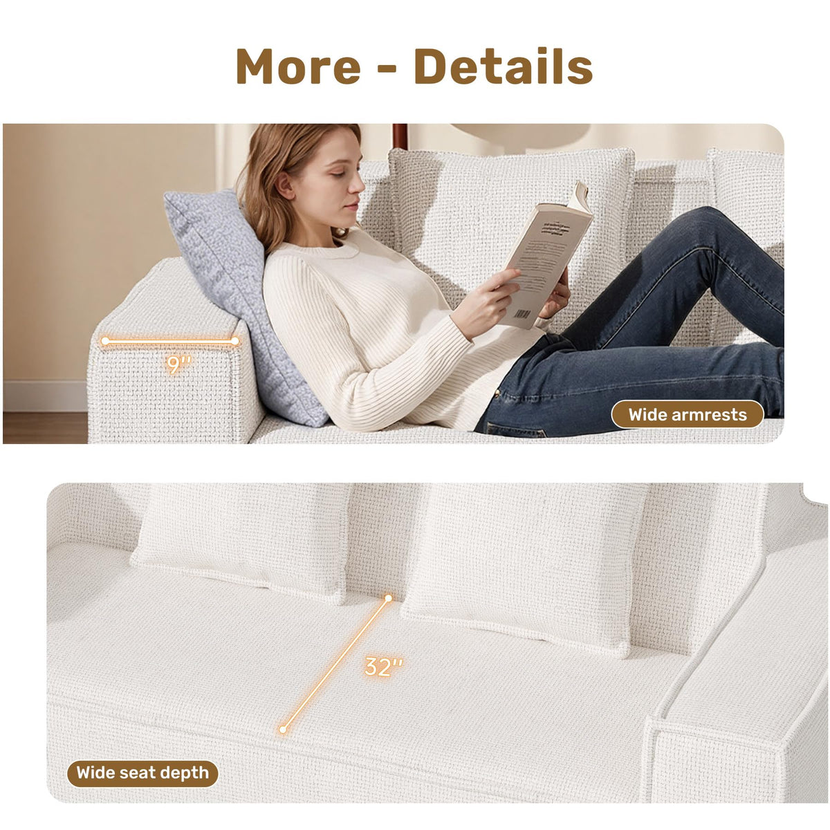 Luxanimarion 75'' Modern Loveseat Sofa, No Assembly Required Comfy Deep Seat Couches 1 pcs for Living Room, Bedroom, Apartment