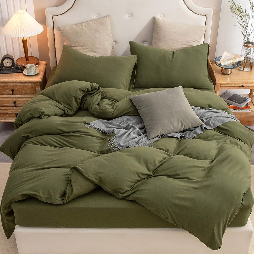PURE ERA Jersey Knit Duvet Cover Set Heather Charcoal Grey Queen