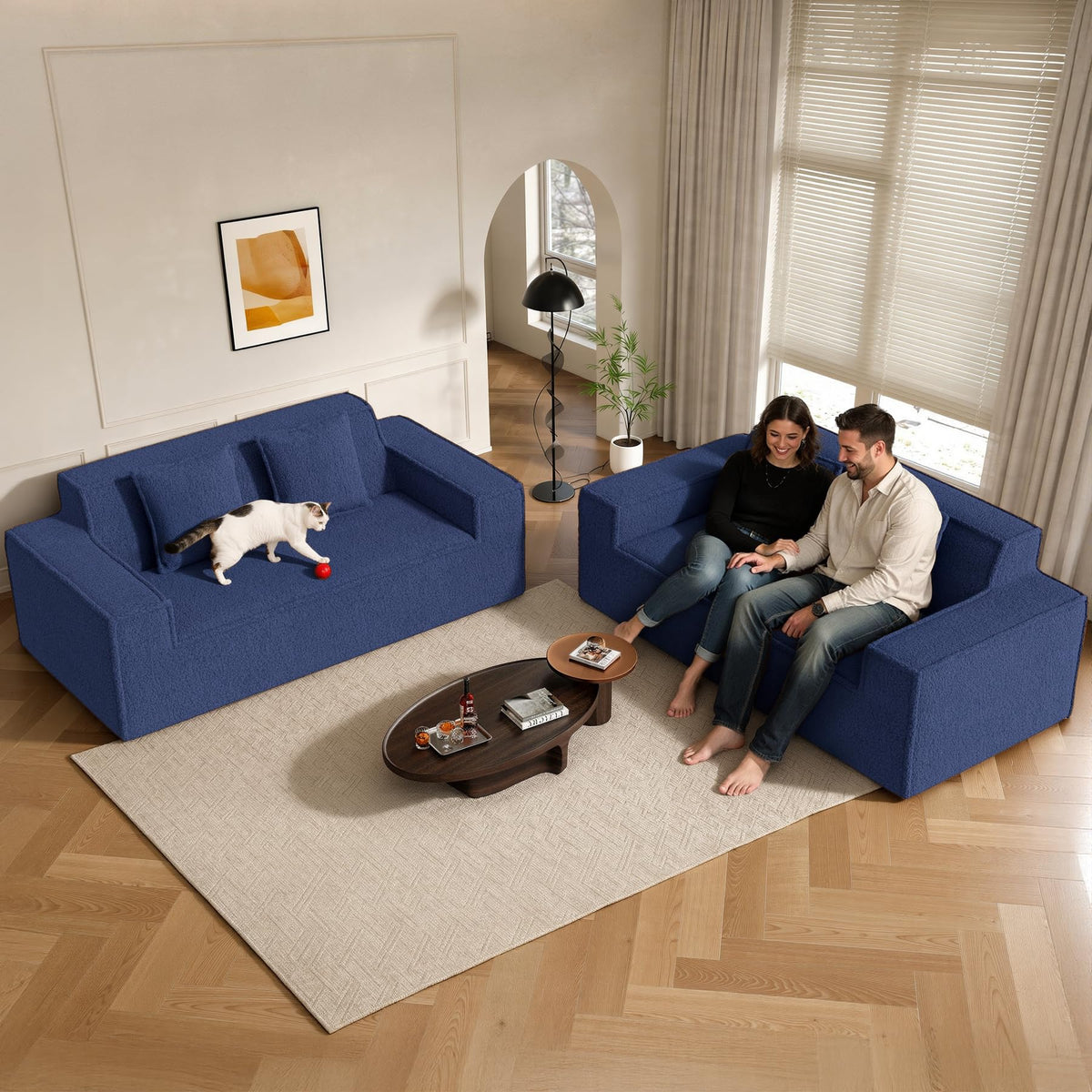 Luxanimarion 75'' Modern Loveseat Sofa, No Assembly Required Comfy Deep Seat Couches 1 pcs for Living Room, Bedroom, Apartment