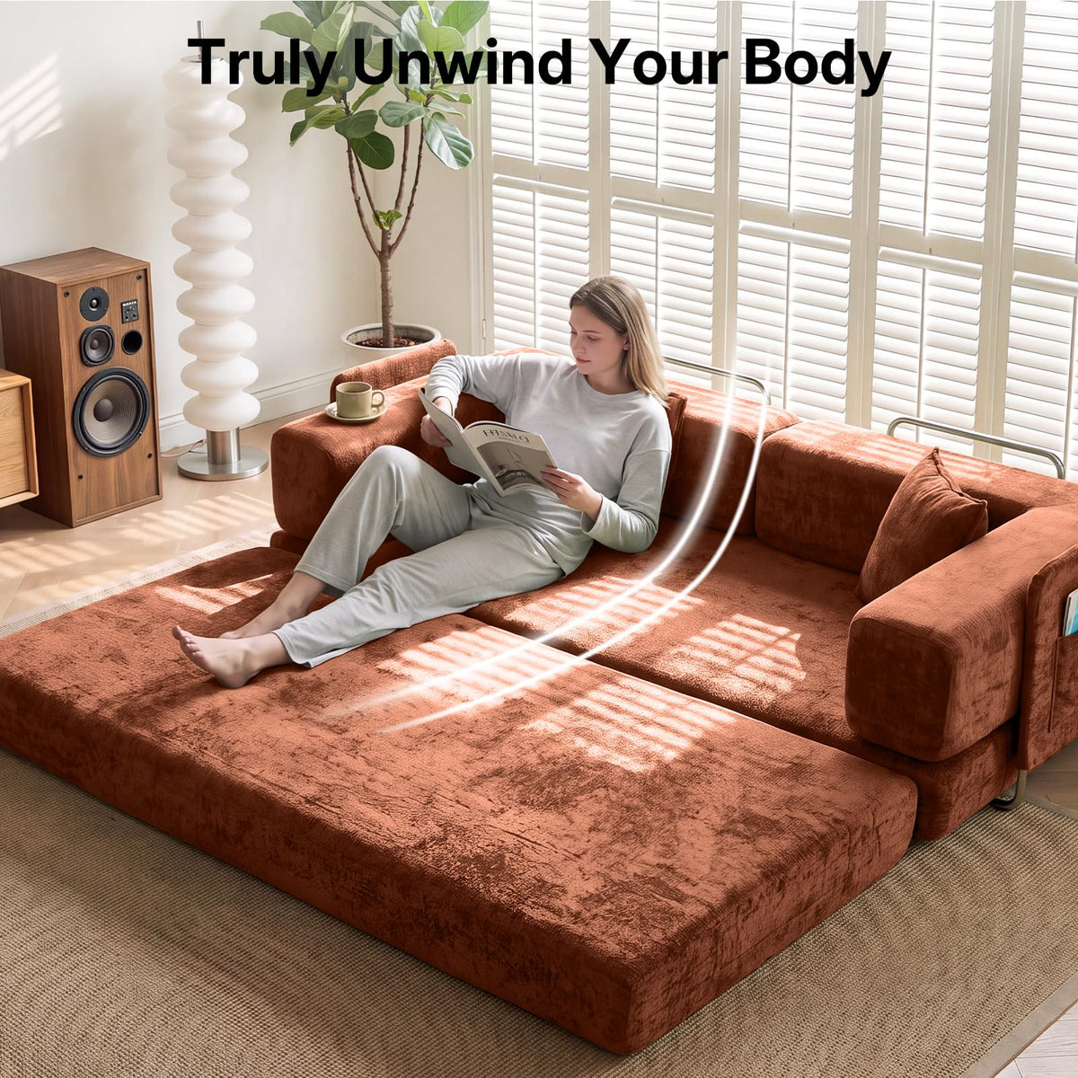 78.8" Convertible Futon Sofa Bed, Boneless Couch for Living Room
