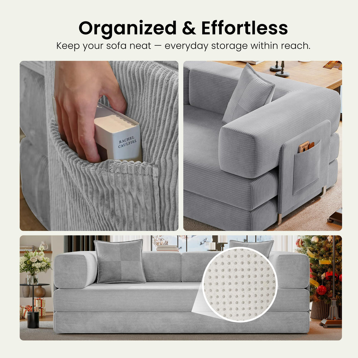 78.8" Convertible Futon Sofa Bed, Boneless Couch for Living Room
