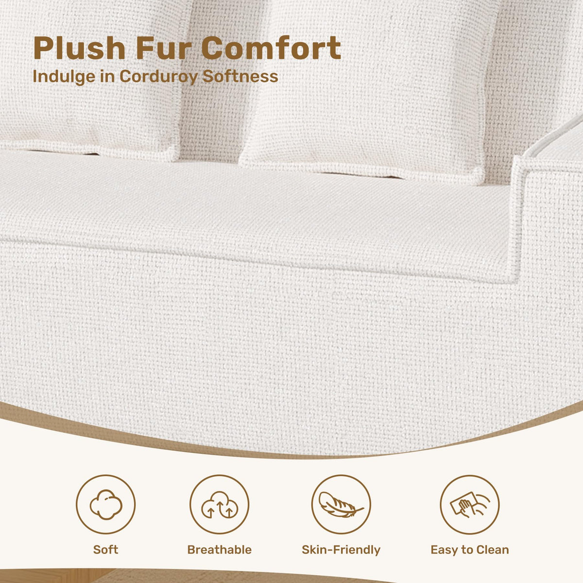 Luxanimarion 75'' Modern Loveseat Sofa, No Assembly Required Comfy Deep Seat Couches 1 pcs for Living Room, Bedroom, Apartment