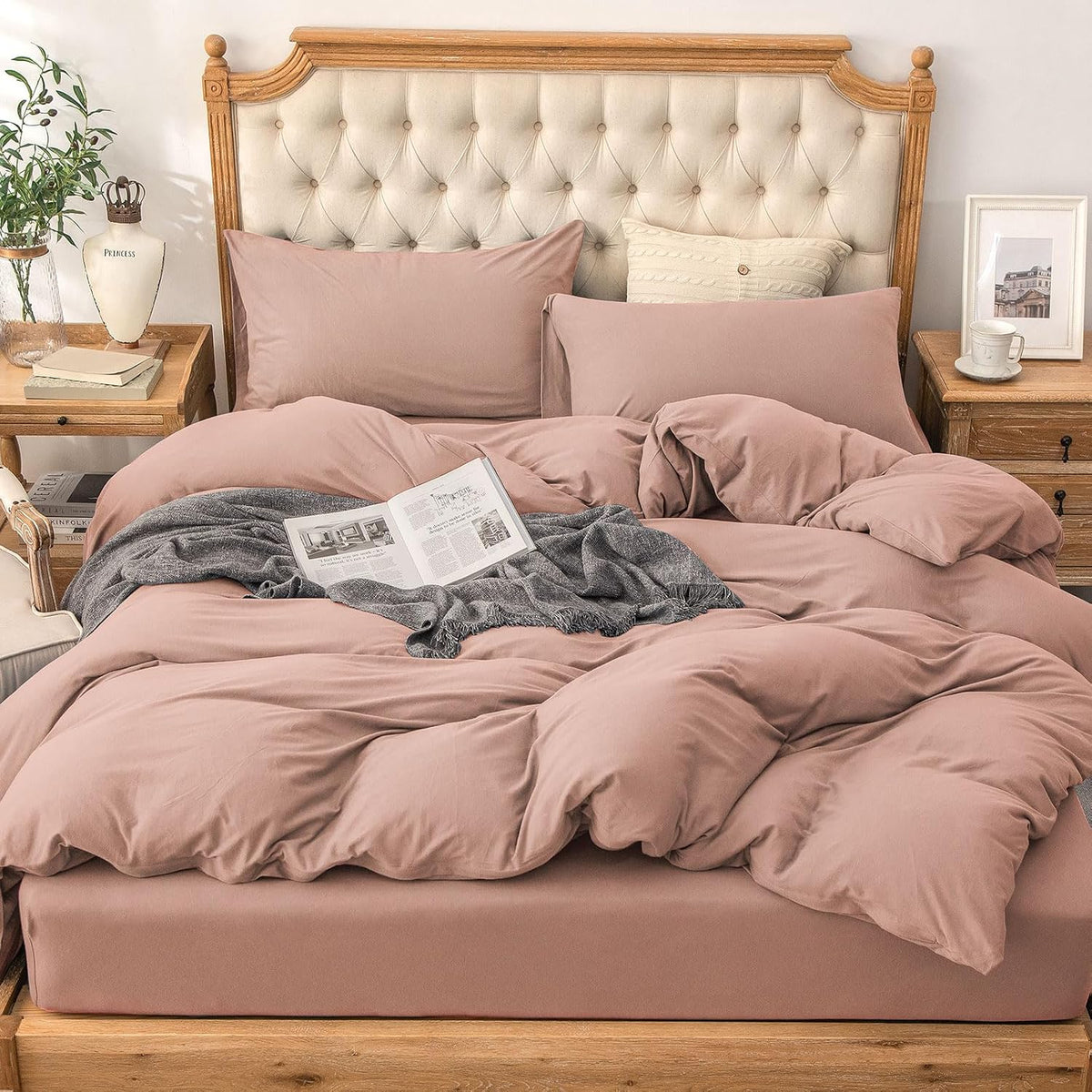 PURE ERA Jersey Knit Duvet Cover Set Heather Charcoal Grey Queen