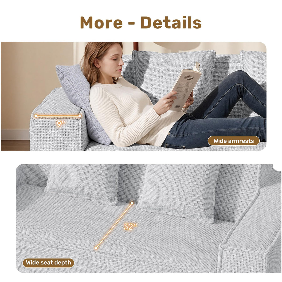 Luxanimarion 75'' Modern Loveseat Sofa, No Assembly Required Comfy Deep Seat Couches 1 pcs for Living Room, Bedroom, Apartment