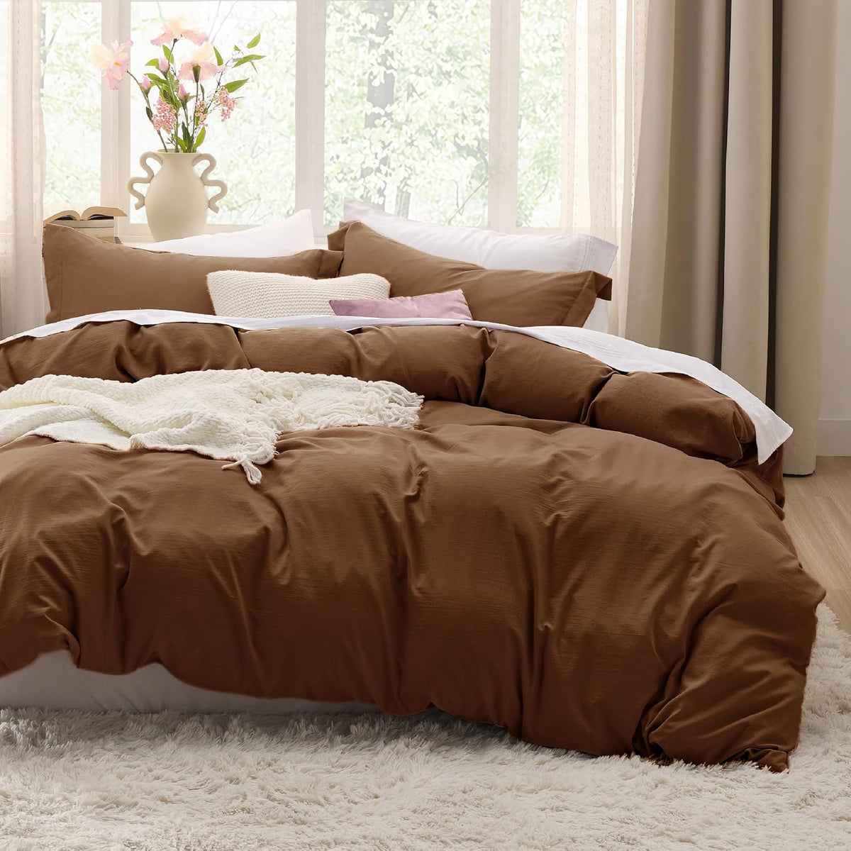 Bedsure Prewashed Duvet Cover Queen, Bedding Set with Zipper Closure, White