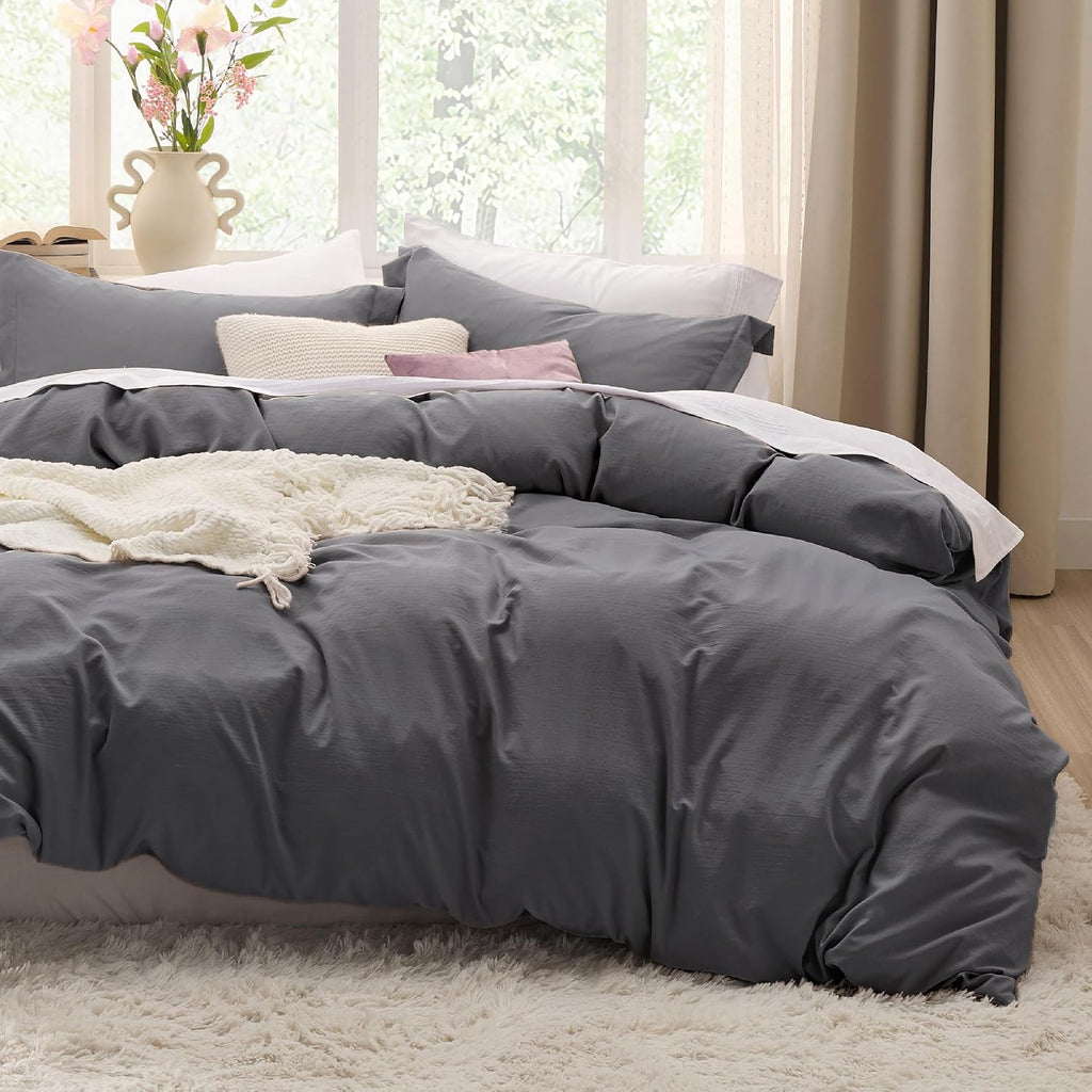 Bedsure Prewashed Duvet Cover Queen, Bedding Set with Zipper Closure, White