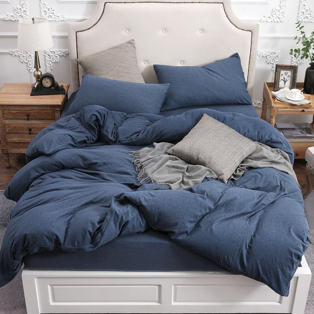 PURE ERA Jersey Knit Duvet Cover Set Heather Charcoal Grey Queen