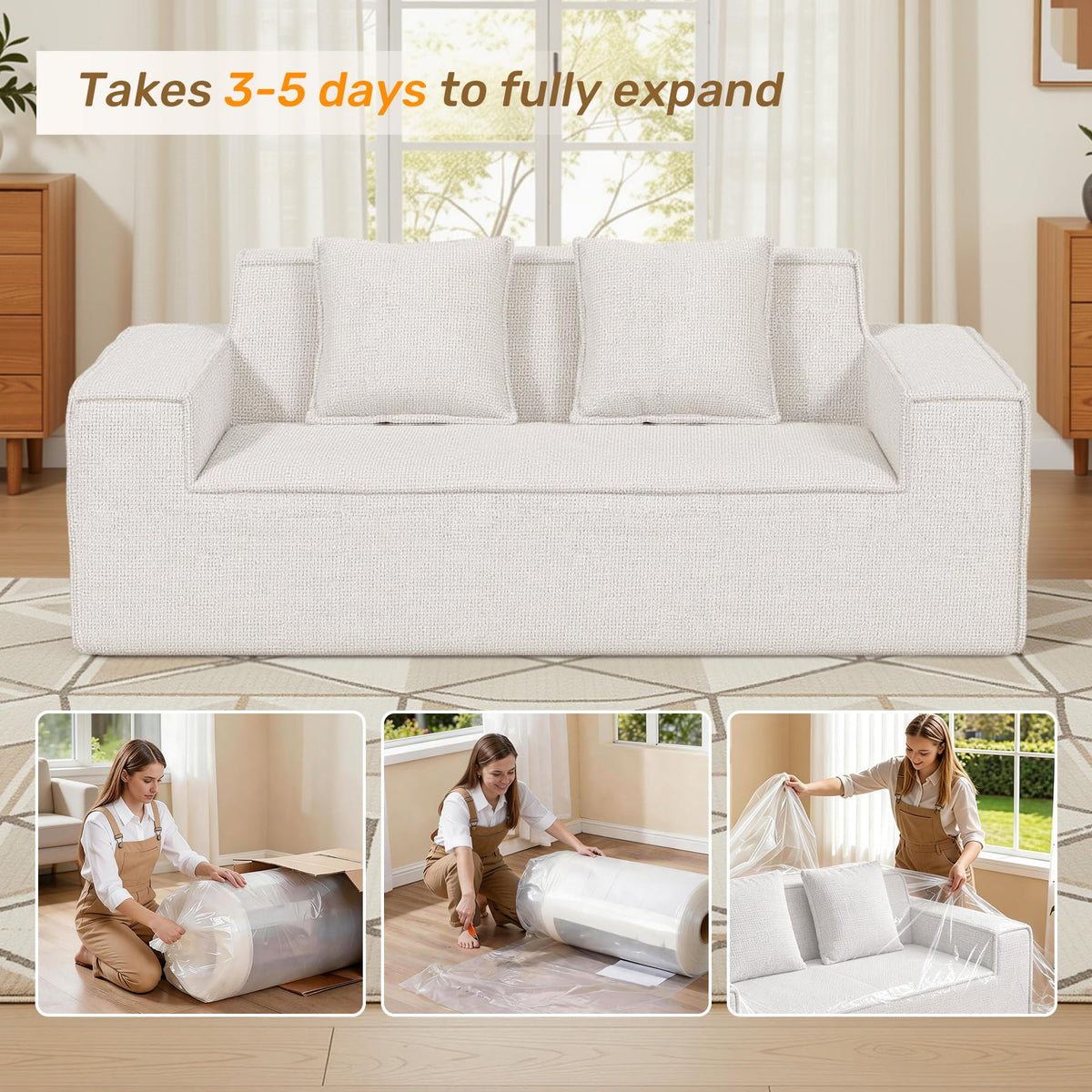 Luxanimarion 75'' Modern Loveseat Sofa, No Assembly Required Comfy Deep Seat Couches 1 pcs for Living Room, Bedroom, Apartment