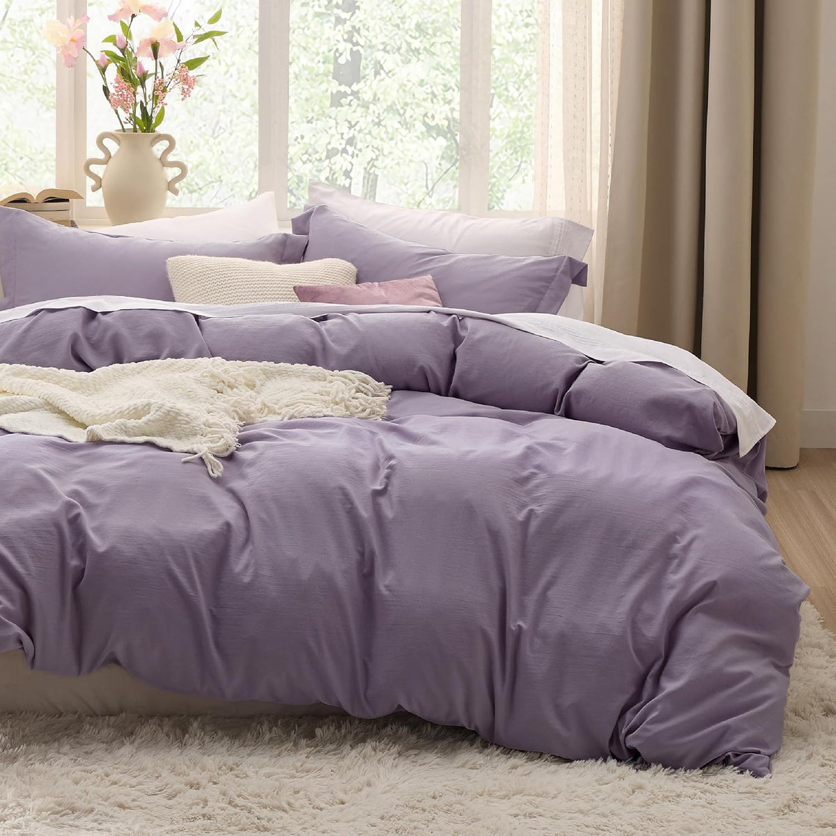 Bedsure Prewashed Duvet Cover Queen, Bedding Set with Zipper Closure, White