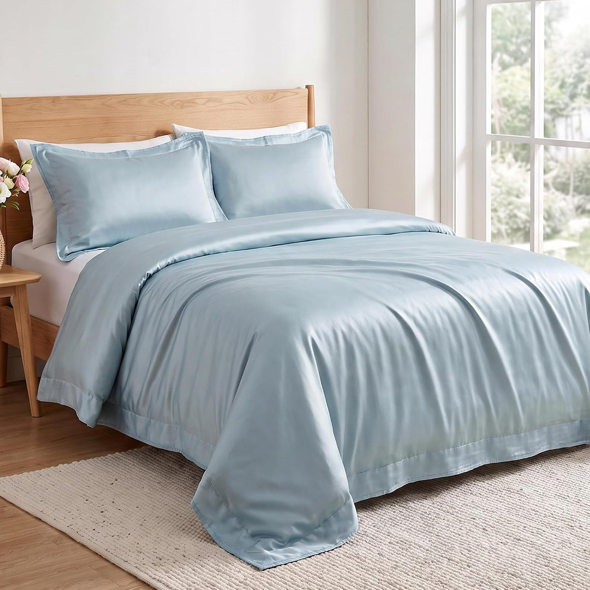 Twin Duvet Cover,100% Bamboo Viscose‑Derived,Cooling Duvet Cover 3 Pcs Set