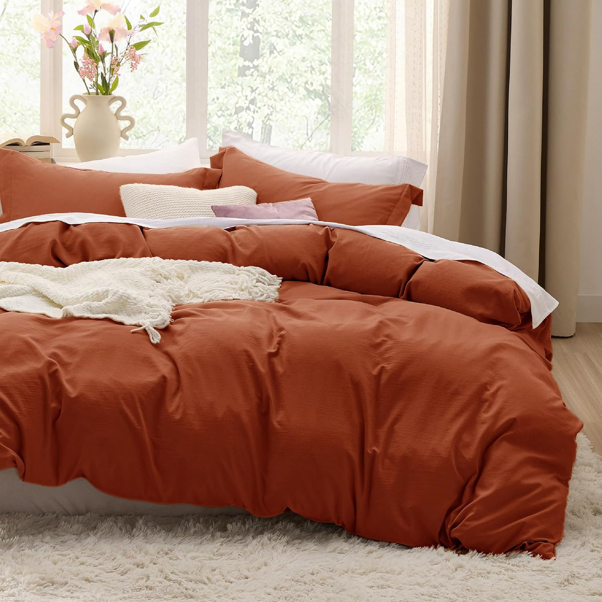 Bedsure Prewashed Duvet Cover Queen, Bedding Set with Zipper Closure, White