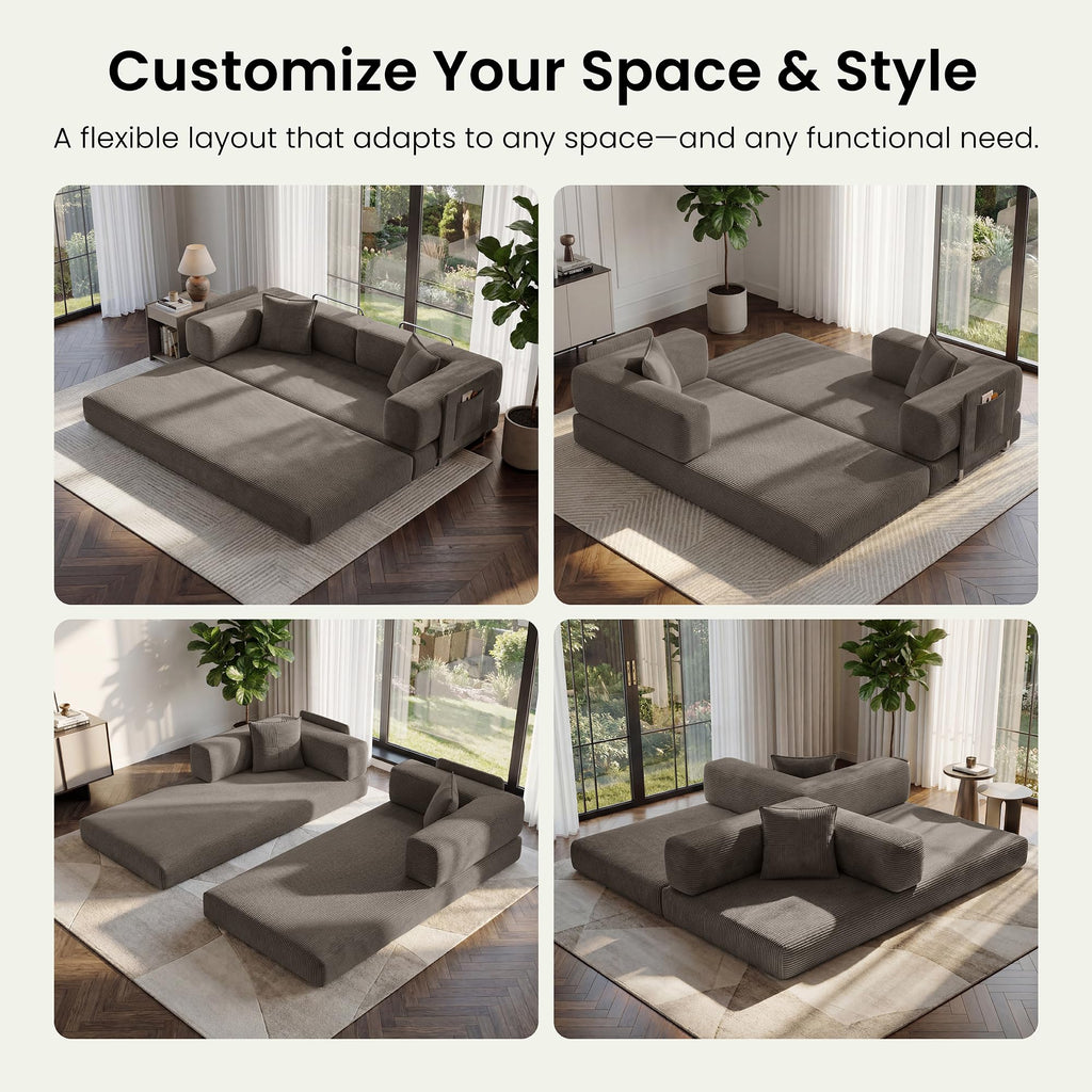 78.8" Convertible Futon Sofa Bed, Boneless Couch for Living Room