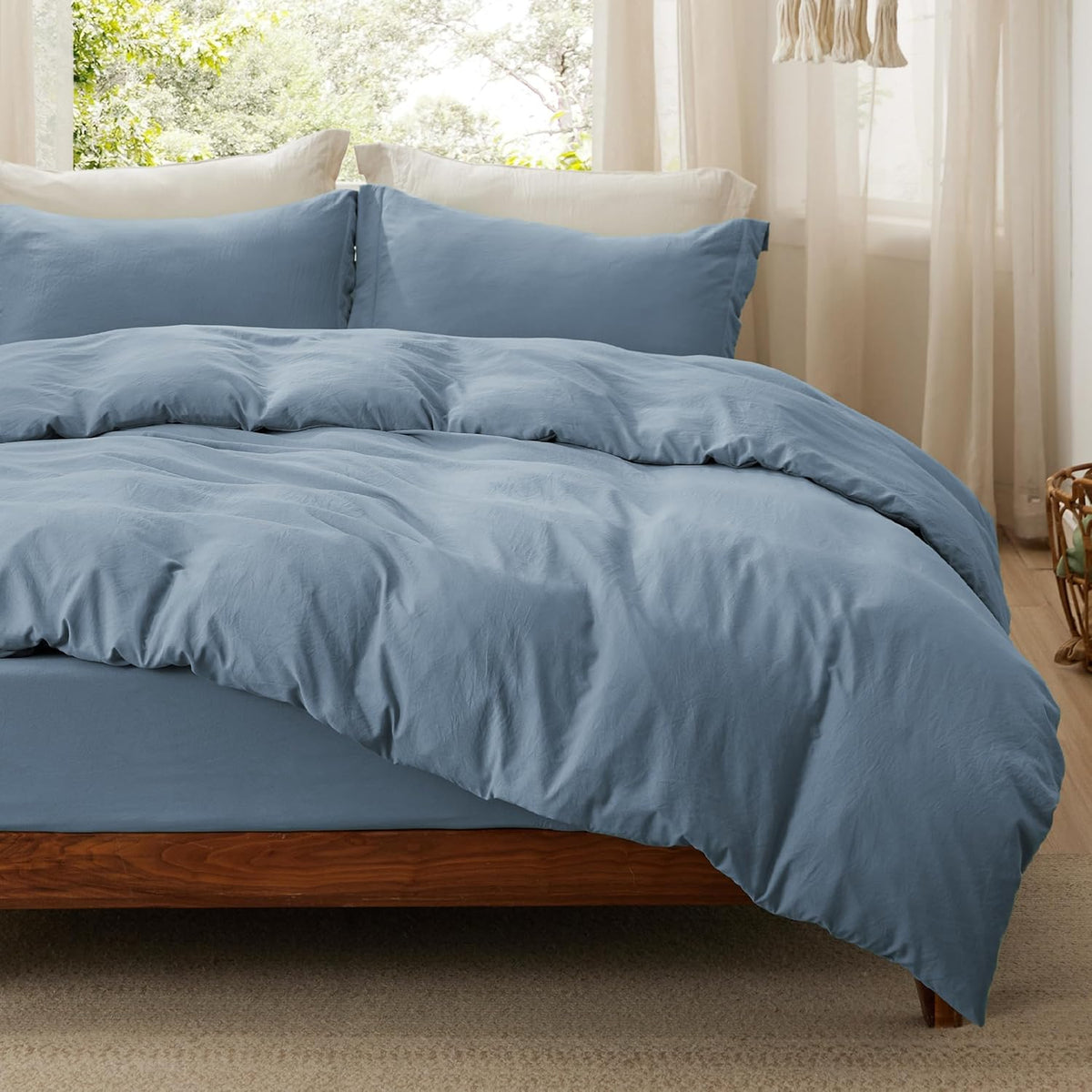 Bedsure Prewashed Duvet Cover Queen, Bedding Set with Zipper Closure, White
