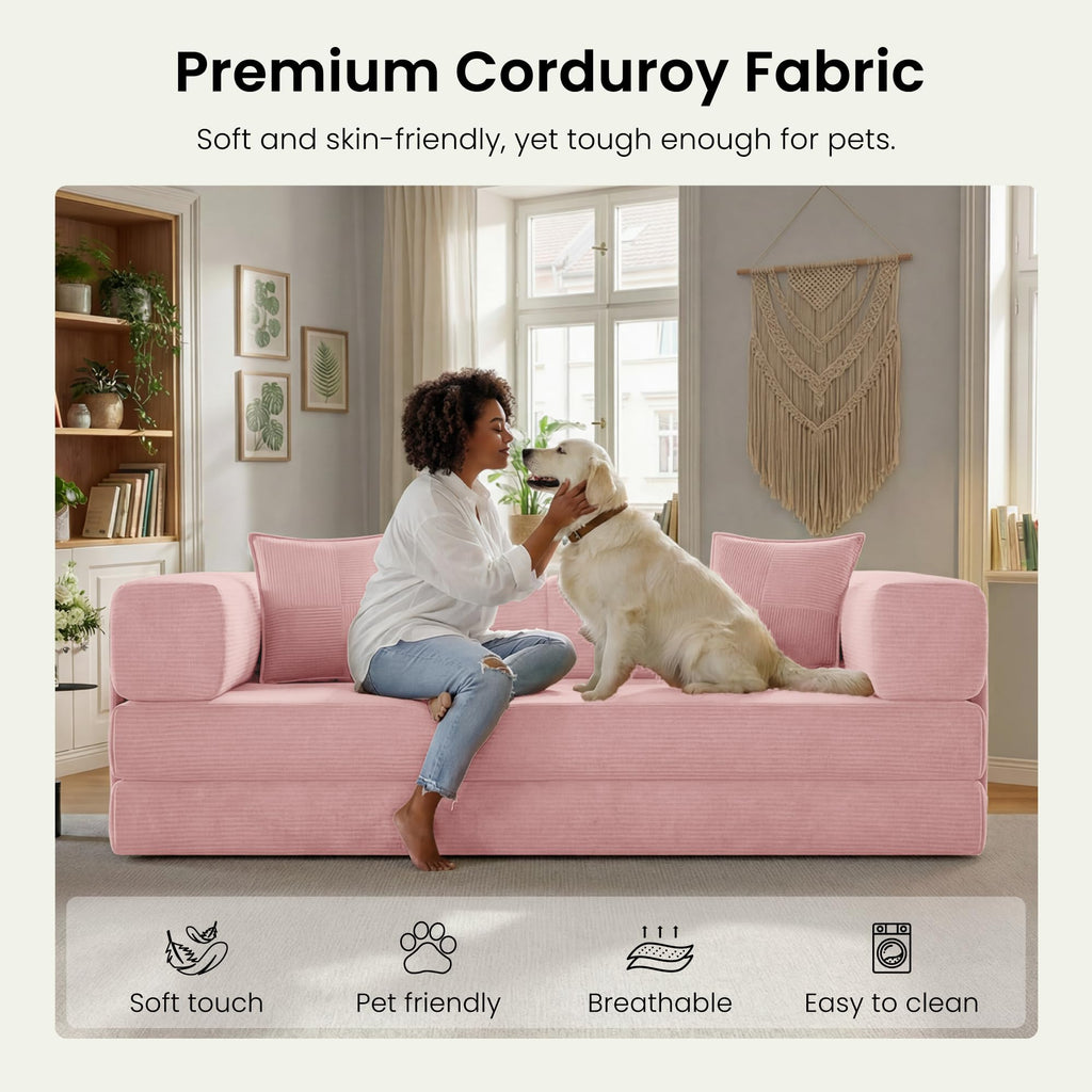 78.8" Convertible Futon Sofa Bed, Boneless Couch for Living Room