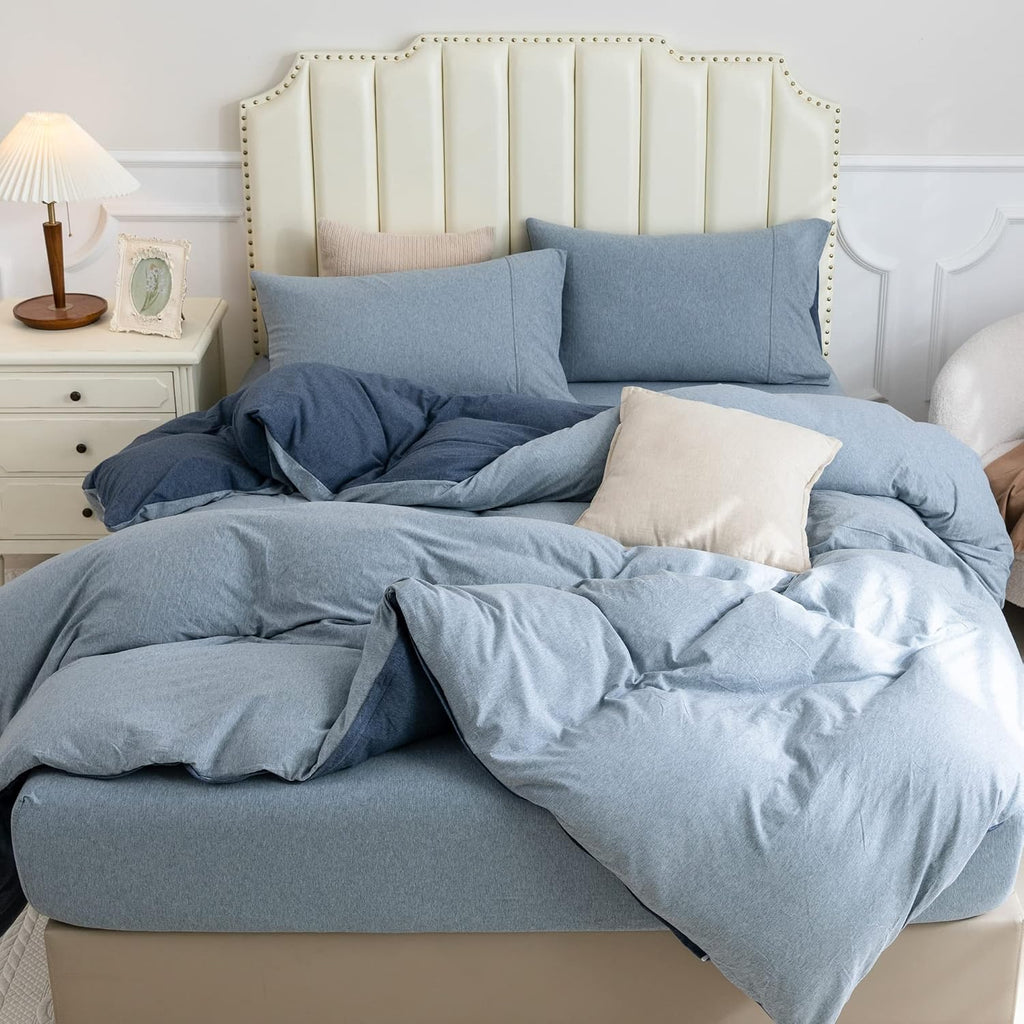 PURE ERA Jersey Knit Duvet Cover Set Heather Charcoal Grey Queen