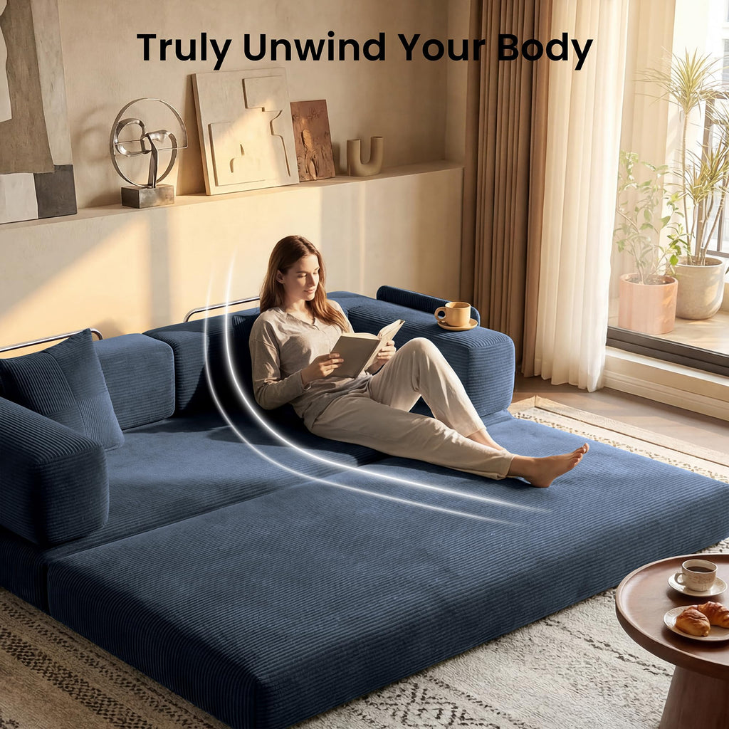 78.8" Convertible Futon Sofa Bed, Boneless Couch for Living Room