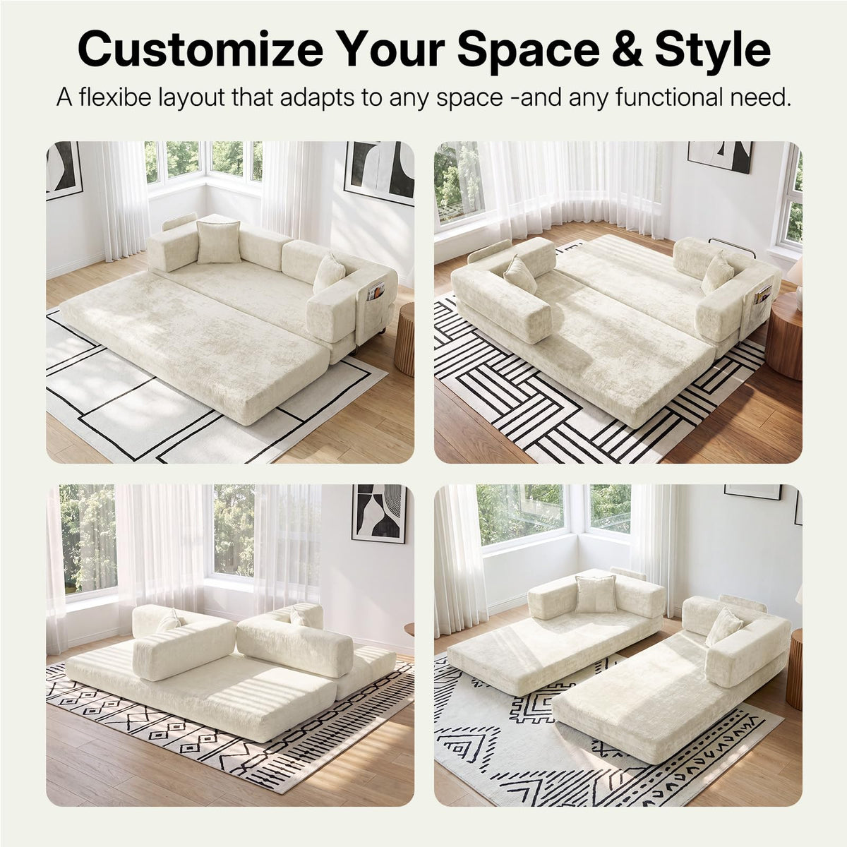 78.8" Convertible Futon Sofa Bed, Boneless Couch for Living Room