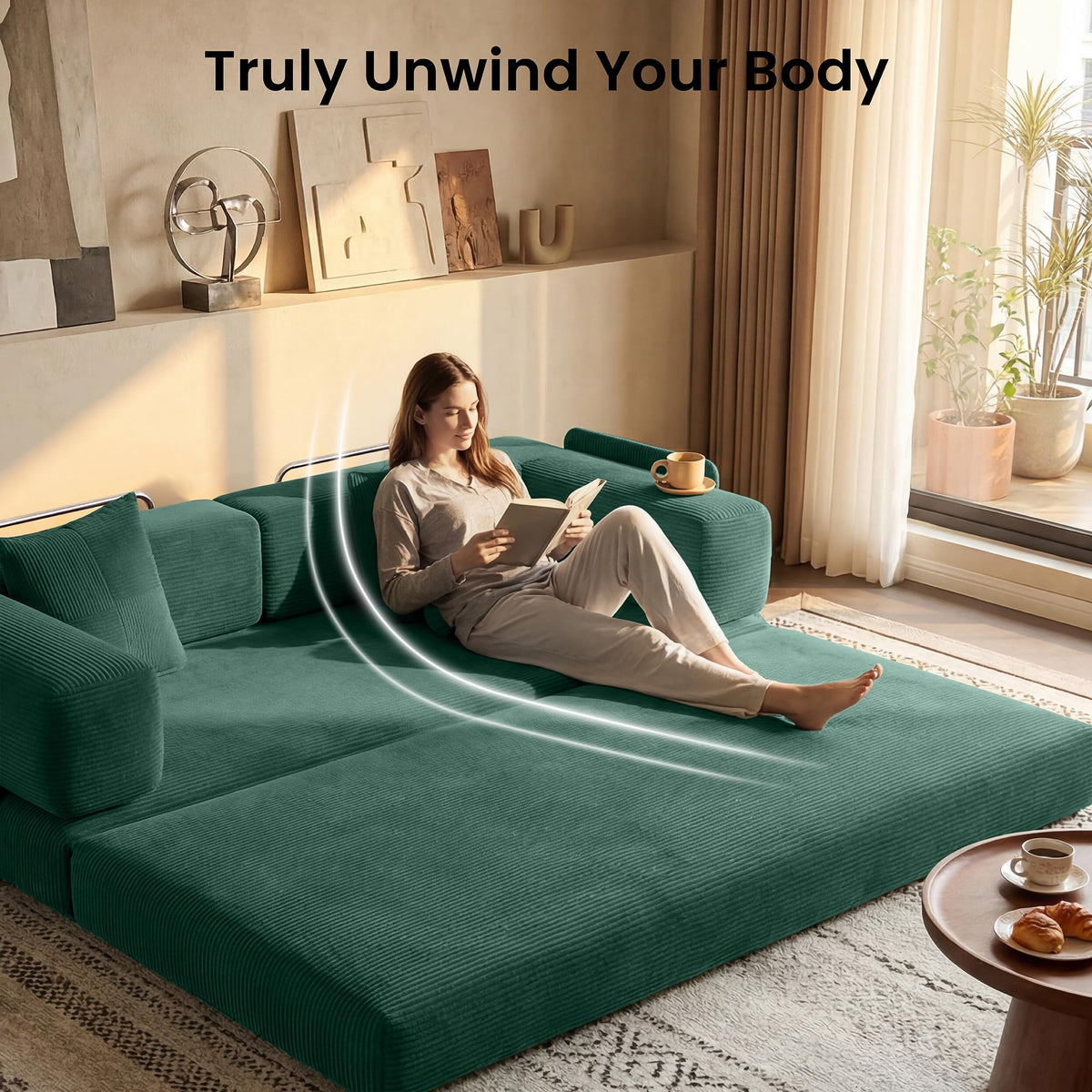78.8" Convertible Futon Sofa Bed, Boneless Couch for Living Room