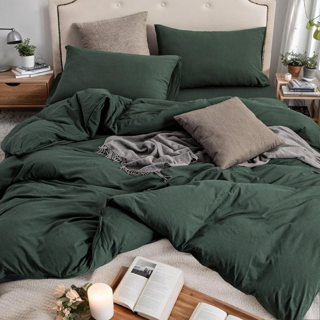 PURE ERA Jersey Knit Duvet Cover Set Heather Charcoal Grey Queen