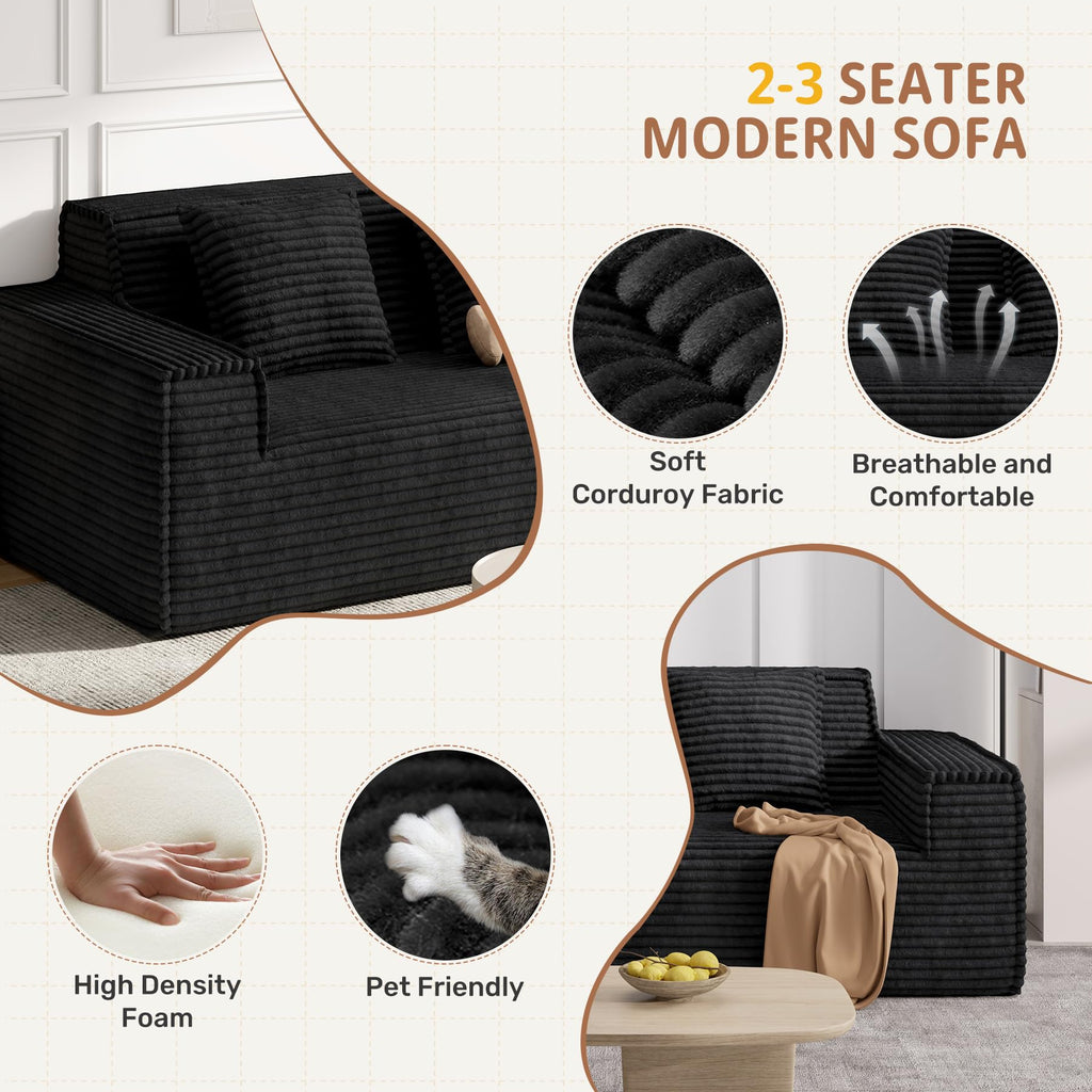 Luxanimarion 75'' Modern Loveseat Sofa, No Assembly Required Comfy Deep Seat Couches 1 pcs for Living Room, Bedroom, Apartment