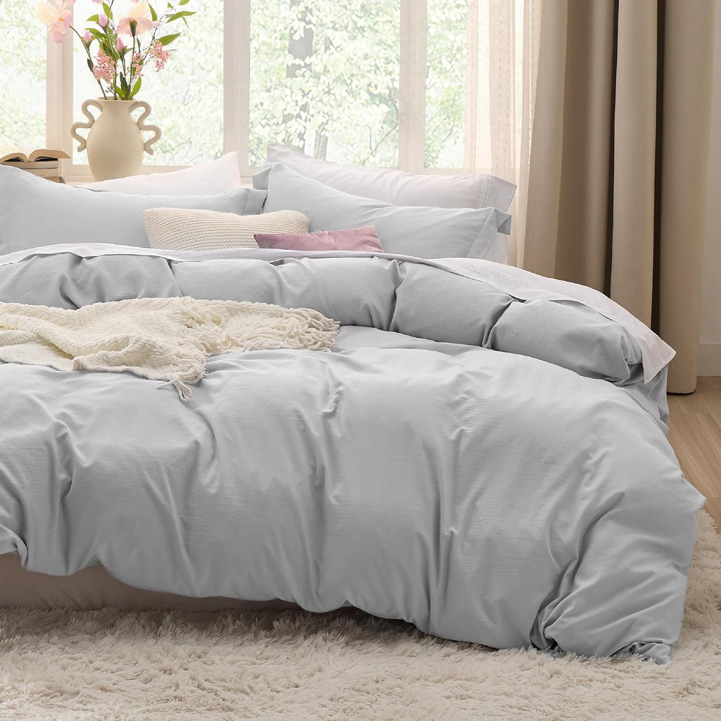 Bedsure Prewashed Duvet Cover Queen, Bedding Set with Zipper Closure, White