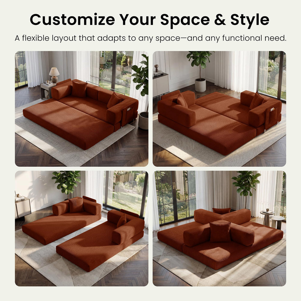78.8" Convertible Futon Sofa Bed, Boneless Couch for Living Room