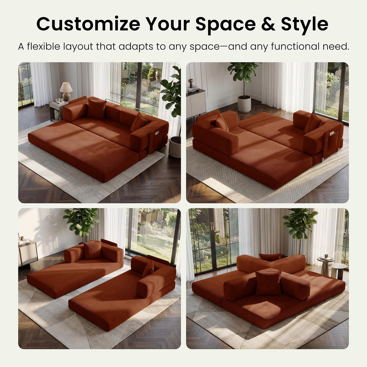 78.8" Convertible Futon Sofa Bed, Boneless Couch for Living Room