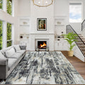 5x7 Area Rugs for Living Room: Washable Abstract Black Grey Gold Carpet