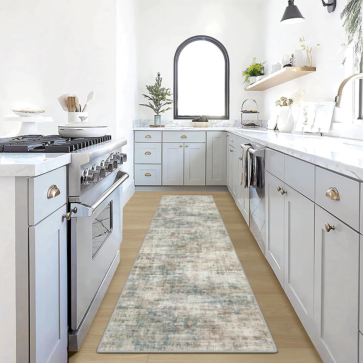 5x7 Area Rugs for Living Room: Washable Abstract Black Grey Gold Carpet