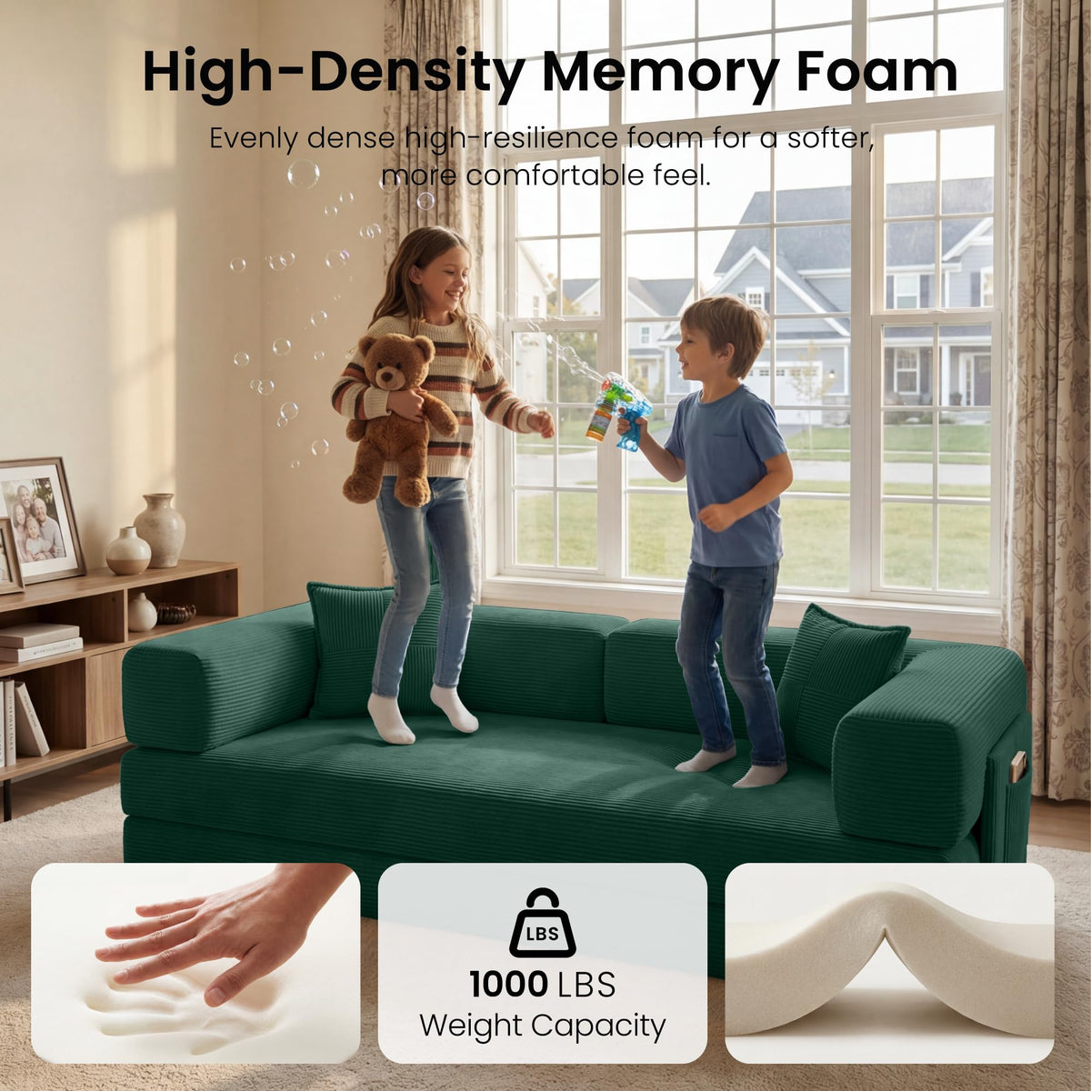 78.8" Convertible Futon Sofa Bed, Boneless Couch for Living Room