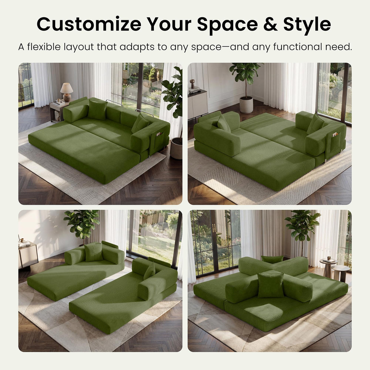 78.8" Convertible Futon Sofa Bed, Boneless Couch for Living Room